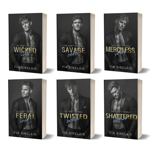 Six books from the dark mafia romance 'Rosetti Family' series by Pia Sinclair.